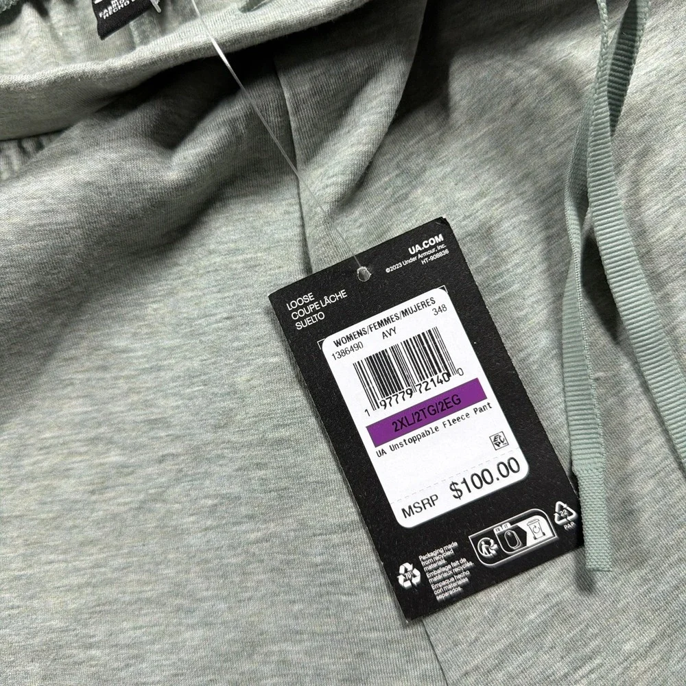 Under Armour Sweatpants Women 2XL Gray UA Unstoppable Fleece Wide Leg Drawstring